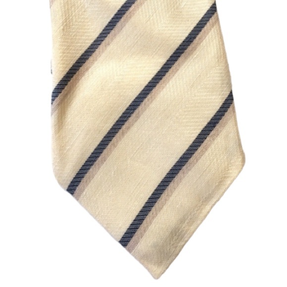 NWOT BANANA REPUBLIC Heritage Striped Silk-Linen Blend Men’s Tie, Yellow - Picture 2 of 8